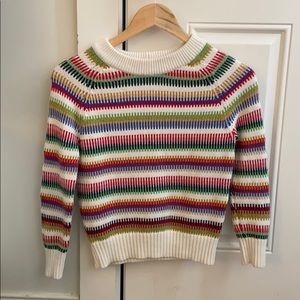 Vibrant rainbow cotton crew neck sweater